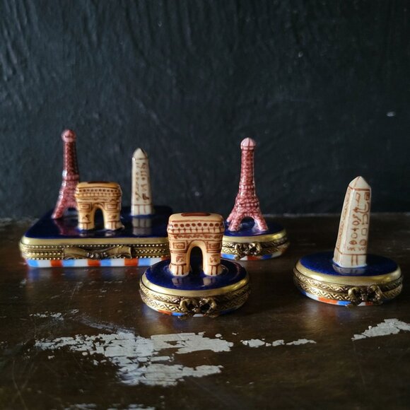 Vtg Limoges Trinket Box Paris Landmarks, Paris Olympics, Peint Main 6/50 c. 2001 - Picture 2 of 10